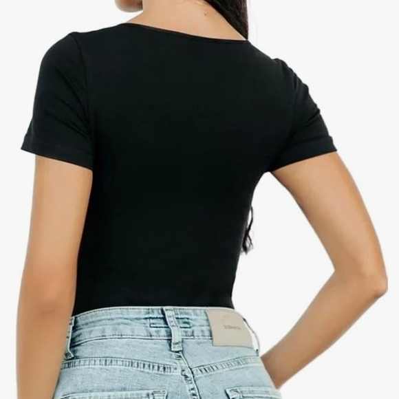  Women's Bodysuits Round Neck Short Sleeve - Picture 7 of 8